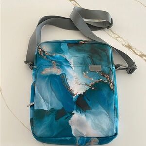 Tablet/I-Pad Blue Marble Crossbody Bag